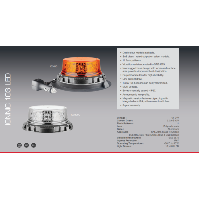 Ionnic 103000-A IONNIC LED BEACON 103000 WITH AMBER BASE